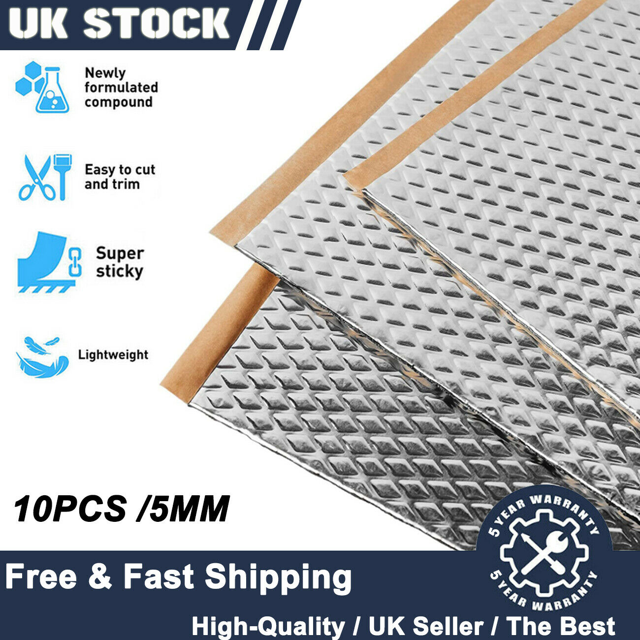 Car Audio Sound Deadening Mat - 50 st 5 MM Geluiddempende Mat