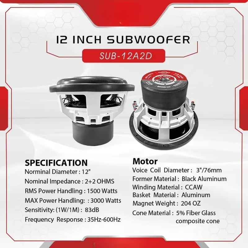 GRANVOZ 1500W 12 inch subwoofe - Car Subwoofer 12 Inch 1500W recensie en prijs