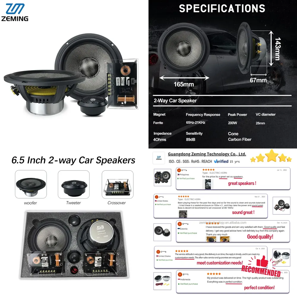 Nieuwe Aanwinst Zeming Audio B - Car Audio Component Speaker 6.5 recensie en prijs